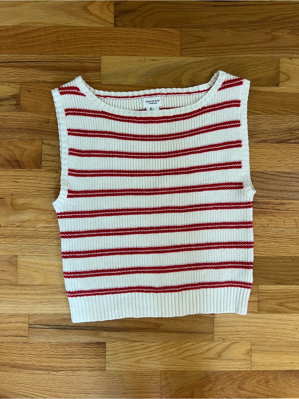 Song of Style White & Red Striped Knit Tank